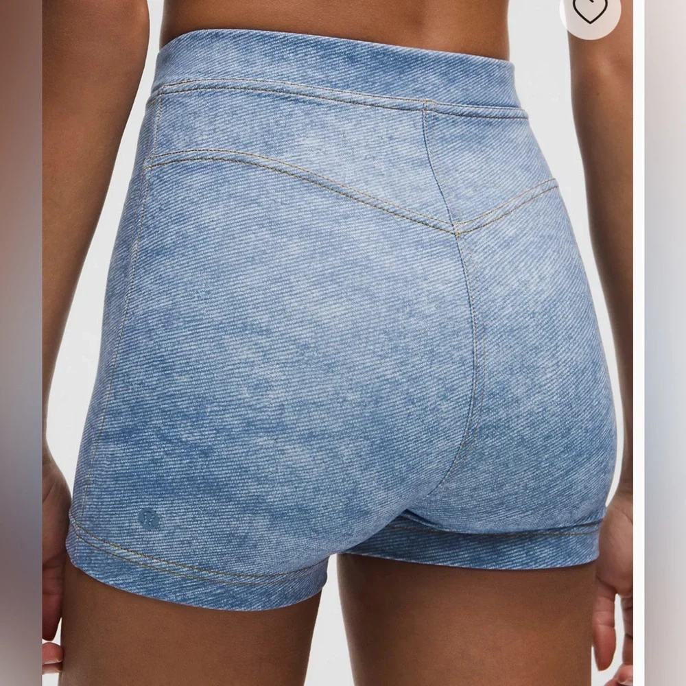 LULULEMON Everlux Denim-Print Short 3"Denim Women Size 0 NEW - Picture 3 of 10